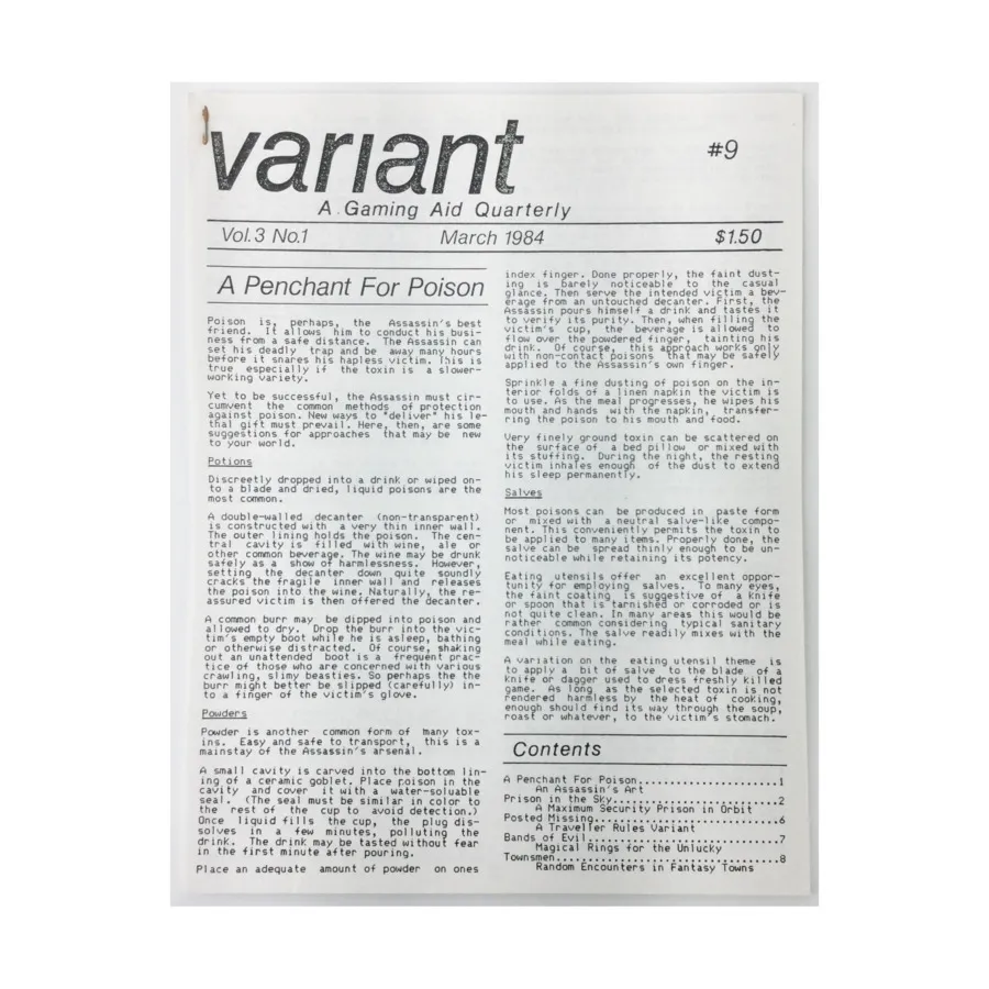 Журнал Vol. 3, #1 "A Penchant for Poison, Prison in the Sky, Posted Missing", Variant Magazine
Журнал Vol. 3, #1 "A Penchant for Poison, Prison in the Sky, Posted Missing", Variant Magazine
