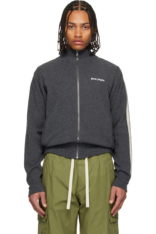 Palm Angels Классическая серая трикотажная спортивная куртка с логотипом
Palm Angels Классическая серая трикотажная спортивная куртка с логотипом