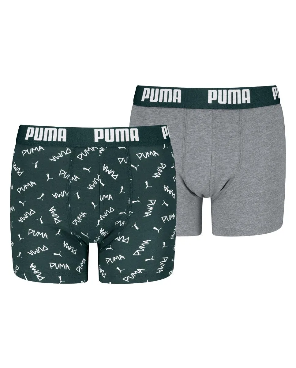 Детские боксерские трусы PUMA - мягкая ткань и удобная талия (упаковка из 2 штук) Puma, темно-зеленый