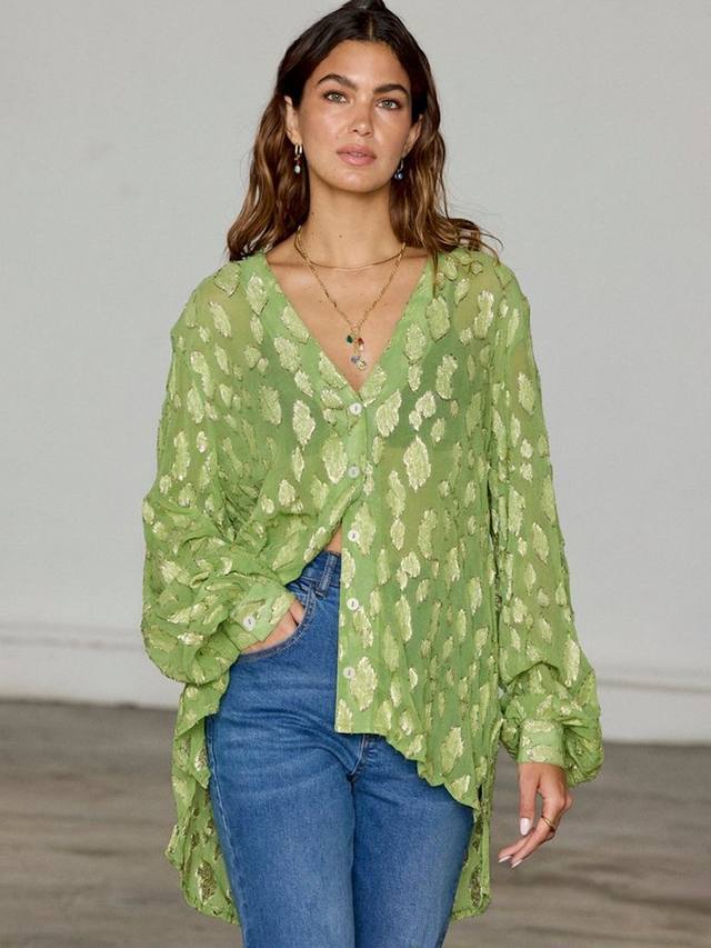 Жаккардовая рубашка майли Never Fully Dressed, зеленый 
Жаккардовая рубашка майли Never Fully Dressed, зеленый