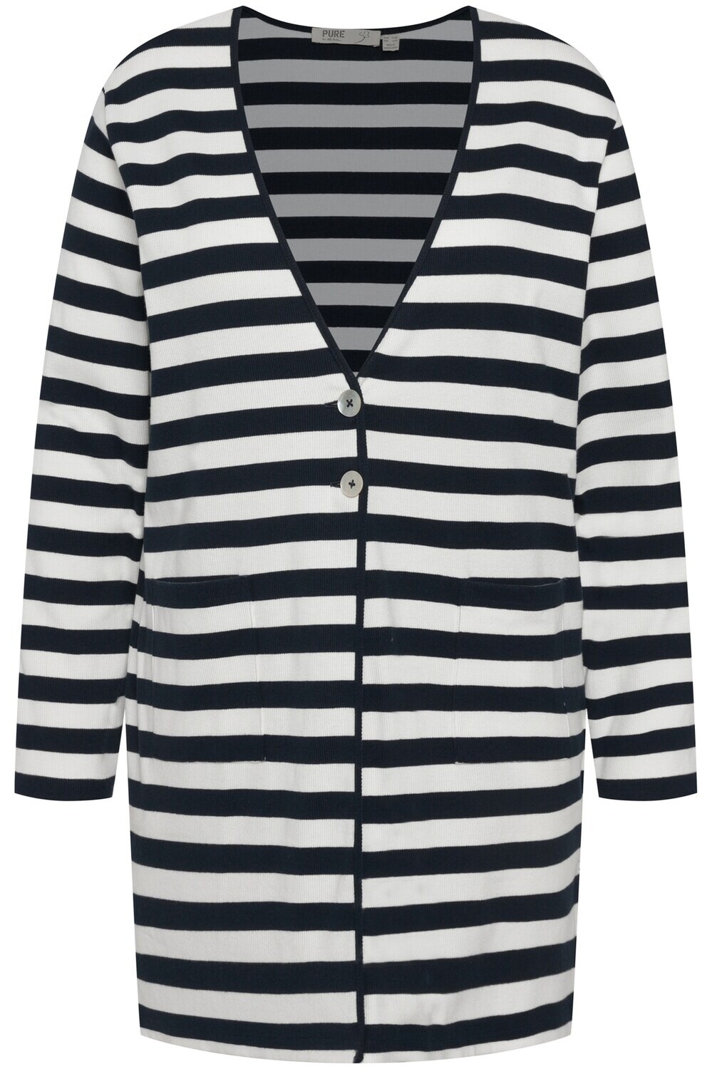 Вязаный кардиган Ulla Popken, морской синий/белый 
Вязаный кардиган Ulla Popken, морской синий/белый