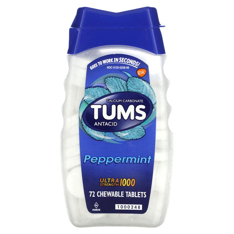Tums, Сверхсильный антацид, перечная мята, 1000 мг, 72 жевательные таблетки
Tums, Сверхсильный антацид, перечная мята, 1000 мг, 72 жевательные таблетки