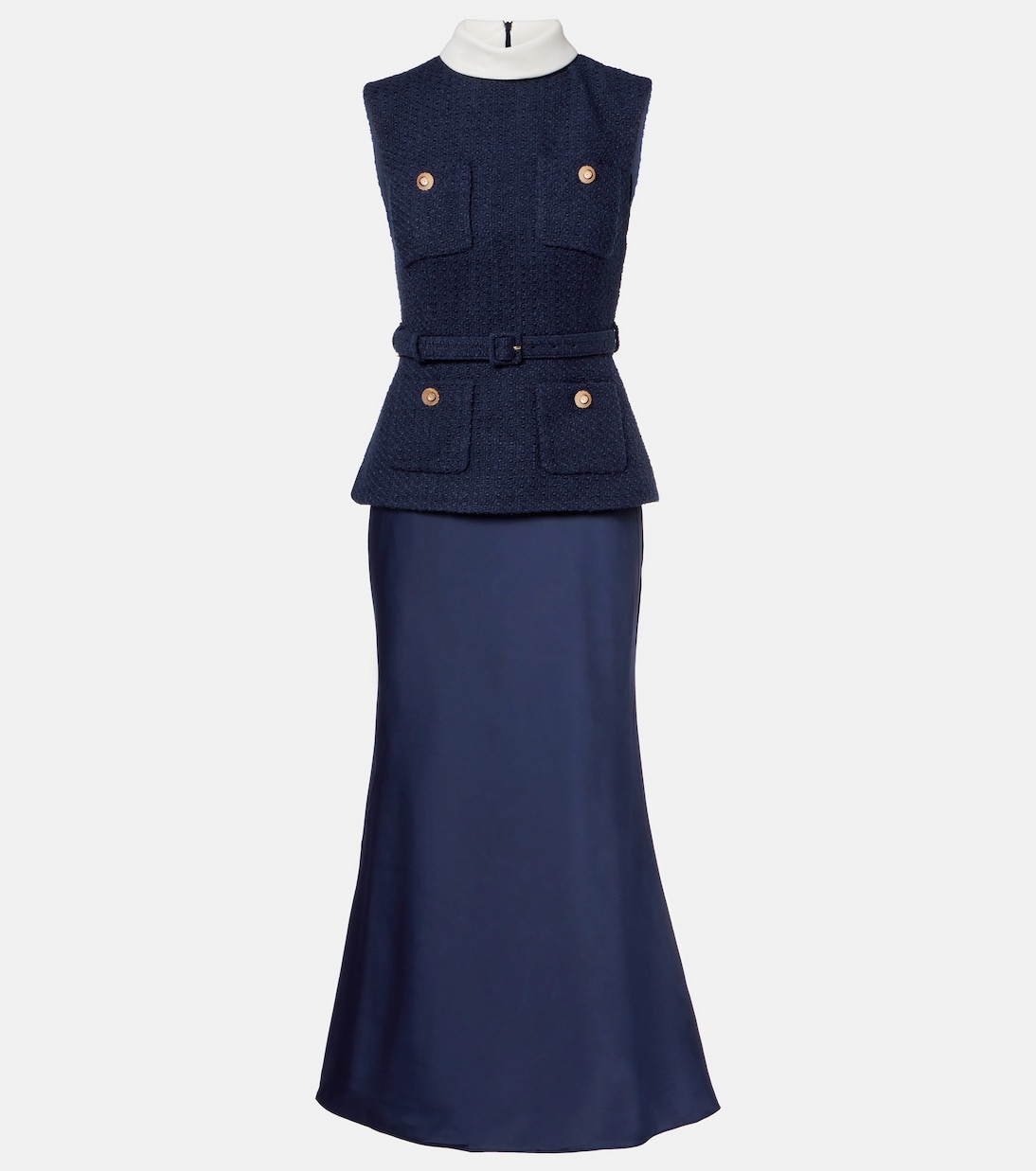 Миди-платье из букле и атласа Self-Portrait, синий
Миди-платье из букле и атласа Self-Portrait, синий