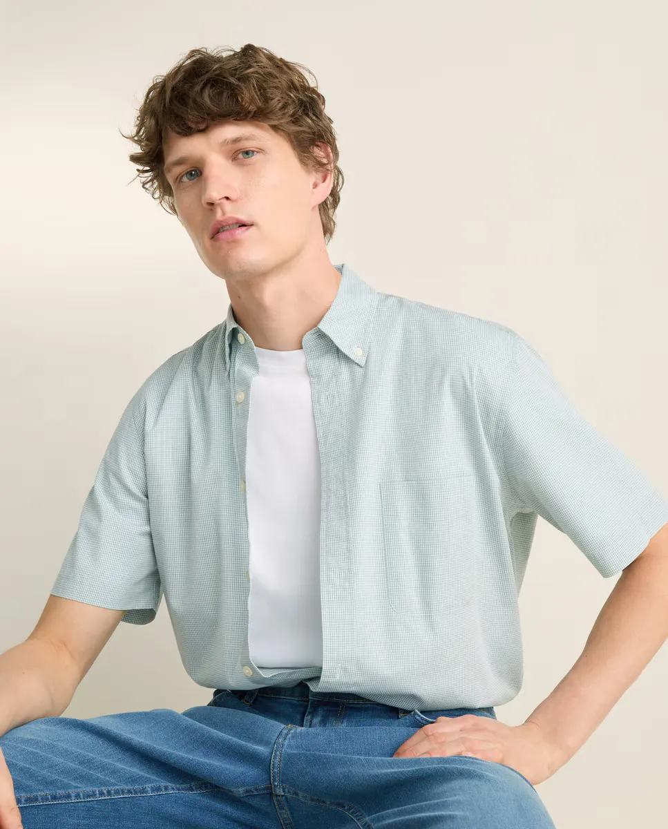 Мужская спортивная рубашка из поплина с коротким рукавом Emidio Tucci, зеленый 
Мужская спортивная рубашка из поплина с коротким рукавом Emidio Tucci, зеленый