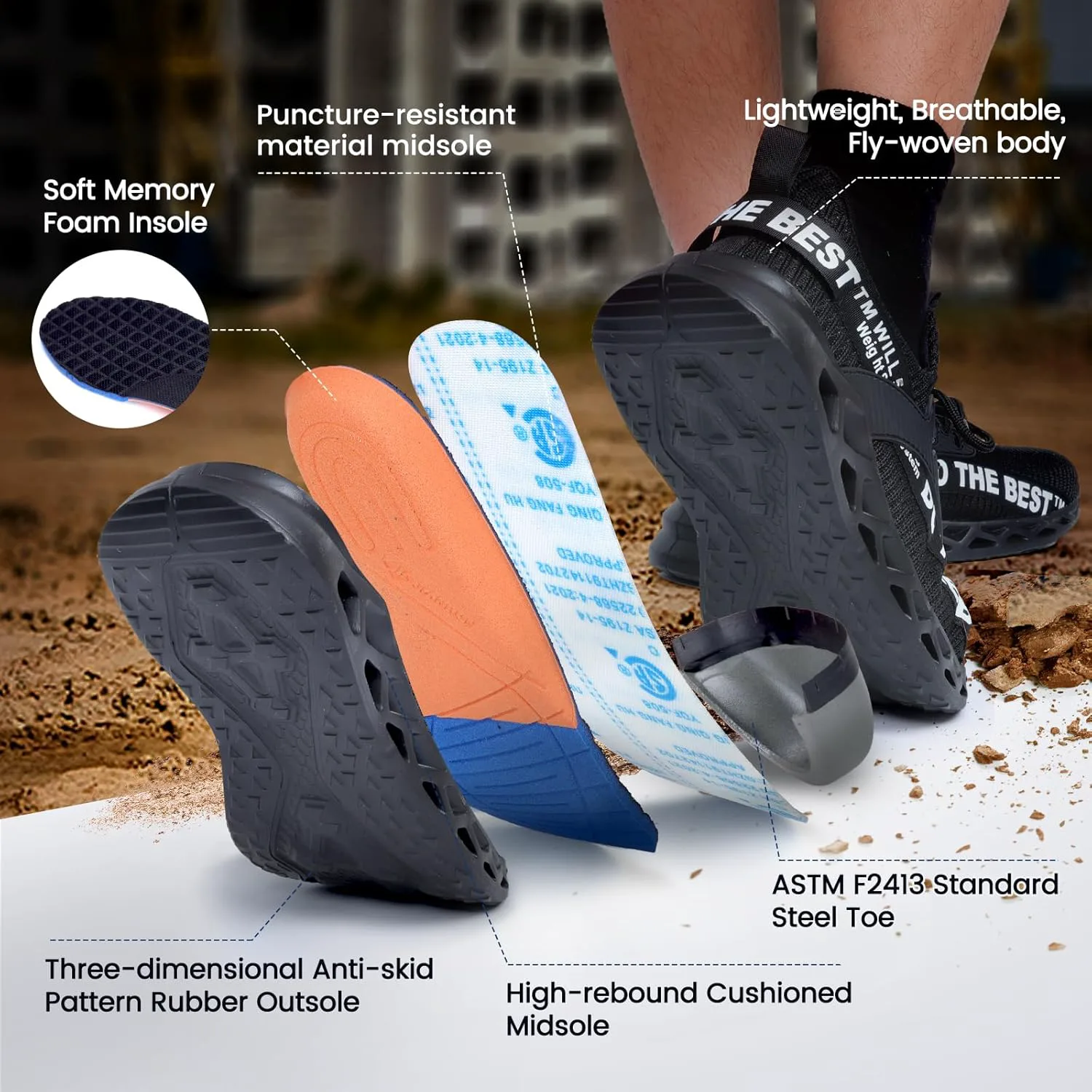 Кроссовки с металлическим носком Furuian для мужчин и женщин, легкие безопасные обувь, удобные, противопрокольные, без шнурков, неразрушимые рабочие ботинки, серый
Кроссовки с металлическим носком Furuian для мужчин и женщин, легкие безопасные обувь, удобные, противопрокольные, без шнурков, неразрушимые рабочие ботинки, серый