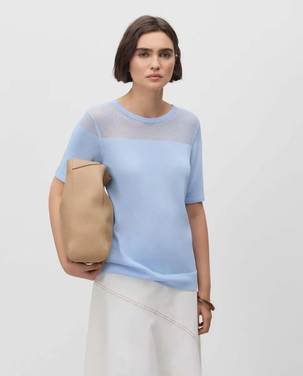 Женский трикотажный топ с короткими рукавами Simorra, синий 
Женский трикотажный топ с короткими рукавами Simorra, синий