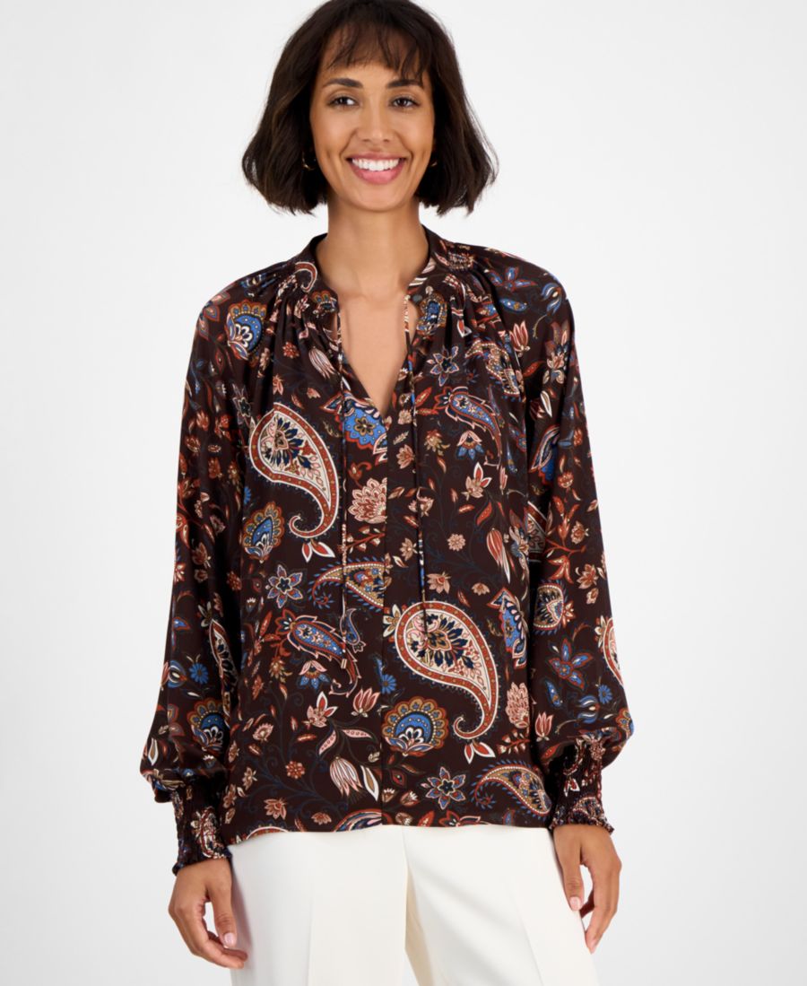 Женская блузка с принтом, разрезом на воротнике и длинными рукавами T Tahari, Espresso Paisley Print
Женская блузка с принтом, разрезом на воротнике и длинными рукавами T Tahari, Espresso Paisley Print