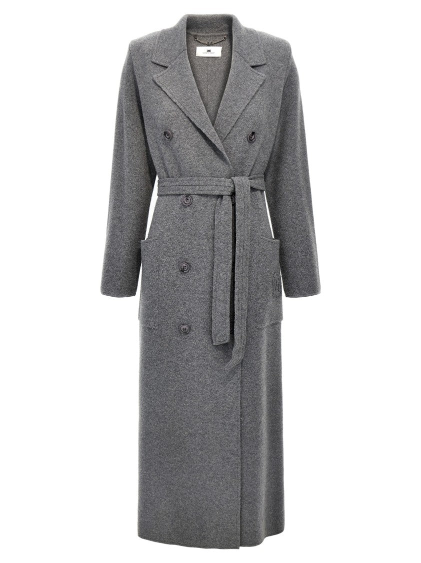 Двубортное вязаное пальто Elisabetta Franchi, серый
Двубортное вязаное пальто Elisabetta Franchi, серый