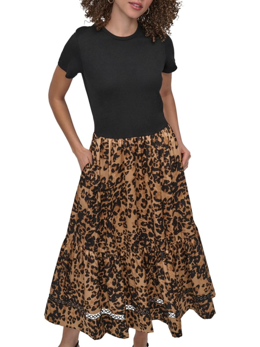 Платье миди с облегающим кроем и расклешенным кроем из микс-техники DKNY, цвет Black Summer
Платье миди с облегающим кроем и расклешенным кроем из микс-техники DKNY, цвет Black Summer