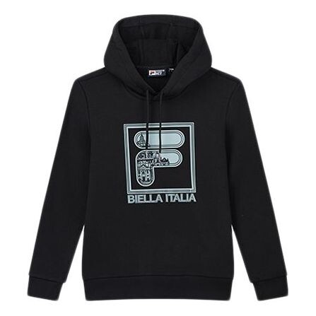 Толстовка logo pattern printing drawstring black Fila, черный 
Толстовка logo pattern printing drawstring black Fila, черный