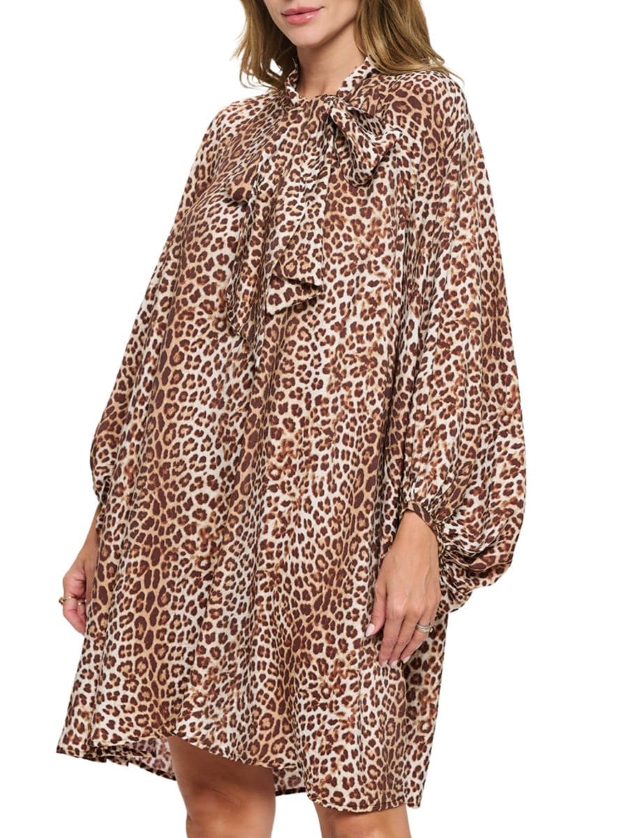 Мини-платье с леопардовым принтом и рукавами-епископами Renee C., цвет Mocha
Мини-платье с леопардовым принтом и рукавами-епископами Renee C., цвет Mocha