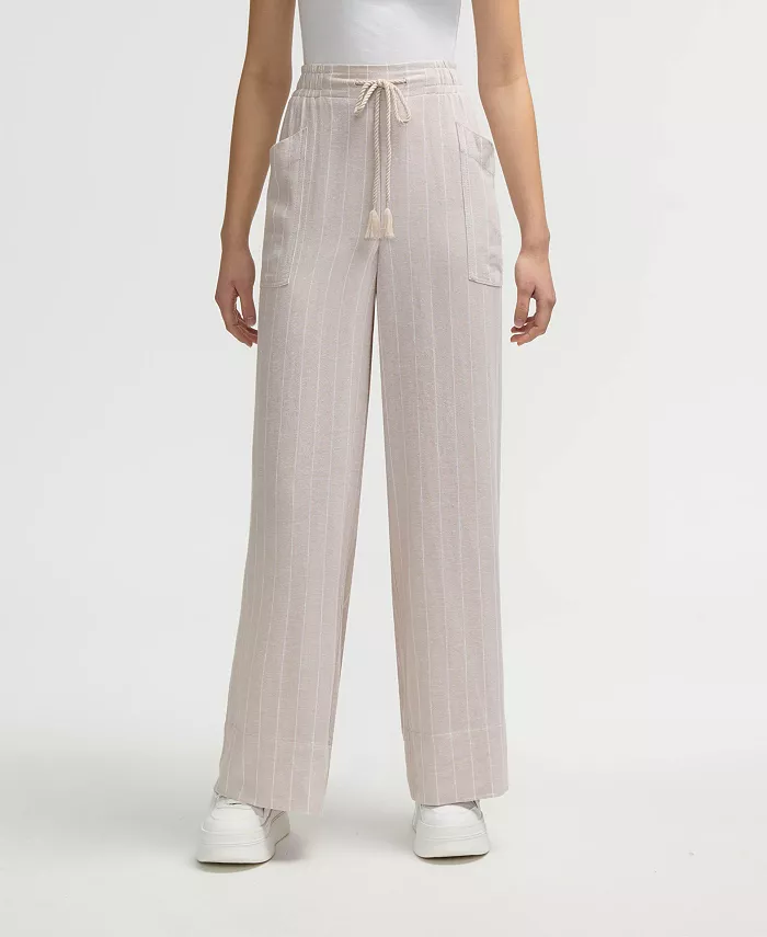 Женские брюки широкого кроя с завязками по бокам NVLT, коричневый/бежевый 
Женские брюки широкого кроя с завязками по бокам NVLT, коричневый/бежевый