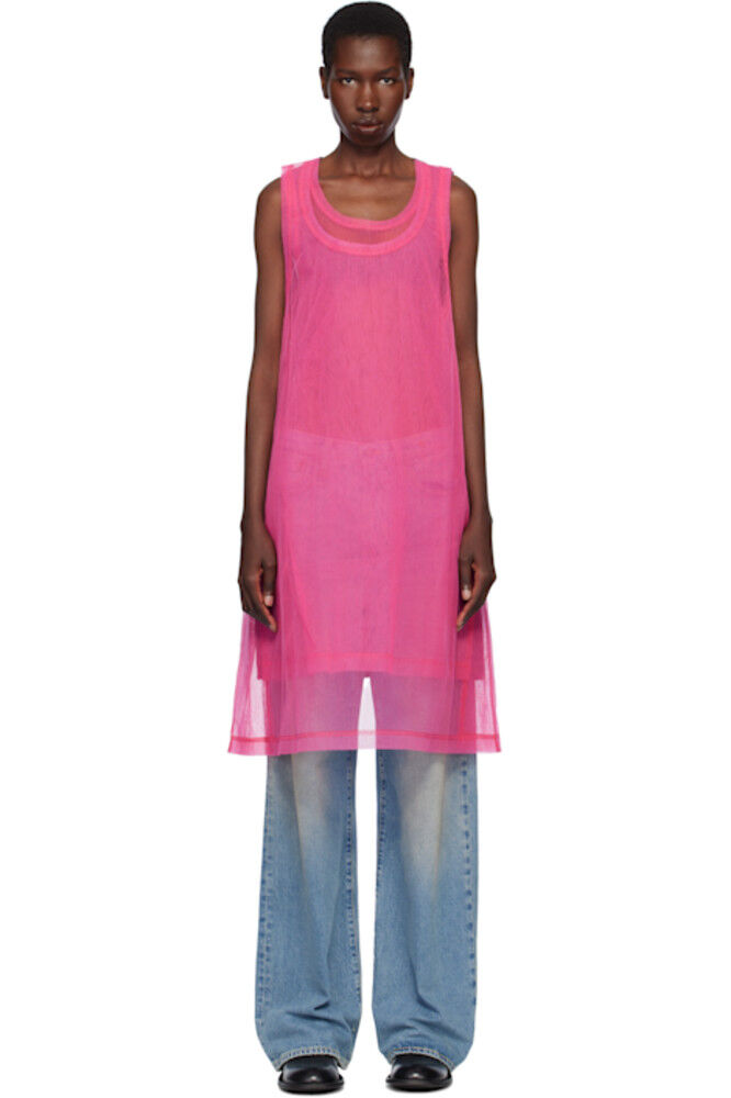 Черный и розовый яркий трикотажный топ и нейлоновый тюль Comme des Garçons Homme Plus 
Черный и розовый яркий трикотажный топ и нейлоновый тюль Comme des Garçons Homme Plus