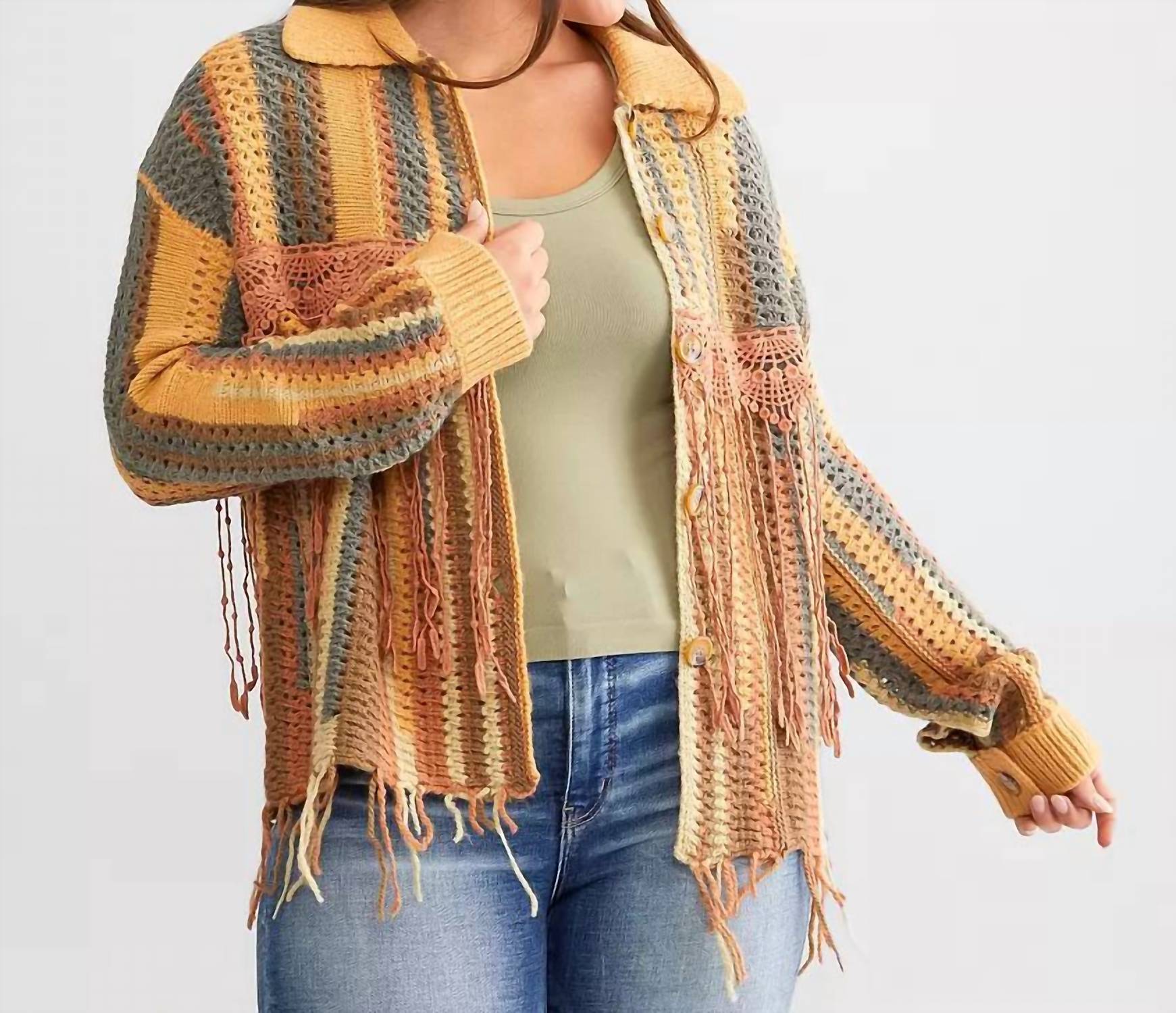 Кардиган с бахромой, связанный крючком, в цвете Rust Brown Miss Me
Кардиган с бахромой, связанный крючком, в цвете Rust Brown Miss Me