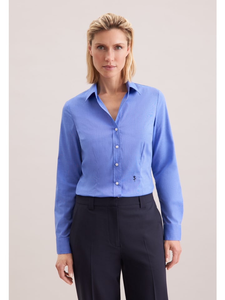 Облегающая блузка-рубашка темно-синего цвета Seidensticker
Облегающая блузка-рубашка темно-синего цвета Seidensticker