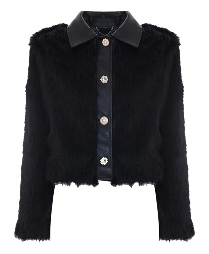Элегантная меховая куртка с драгоценными пуговицами Kocca, черный
Элегантная меховая куртка с драгоценными пуговицами Kocca, черный