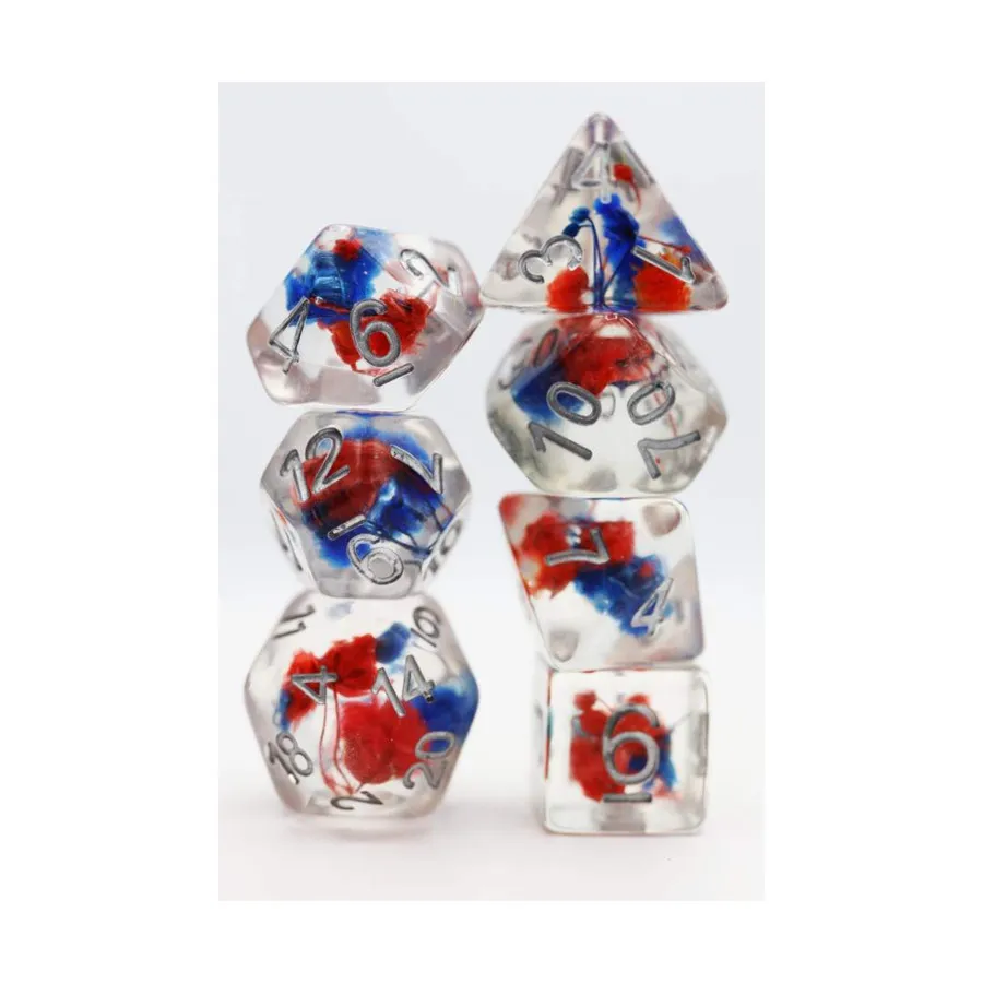 Набор Poly — синий и красный цветок с серебром (7), Dice Sets - Resin/Acrylic - Rainbow & Multi-Colored (Foam Brain Games)
Набор Poly — синий и красный цветок с серебром (7), Dice Sets - Resin/Acrylic - Rainbow & Multi-Colored (Foam Brain Games)