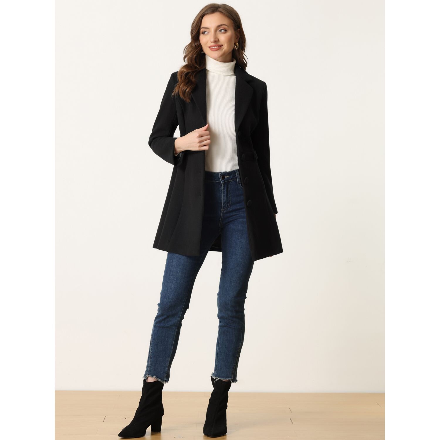 Женская верхняя одежда с зубчатыми лацканами, зимнее пальто ALLEGRA K, черный
Женская верхняя одежда с зубчатыми лацканами, зимнее пальто ALLEGRA K, черный