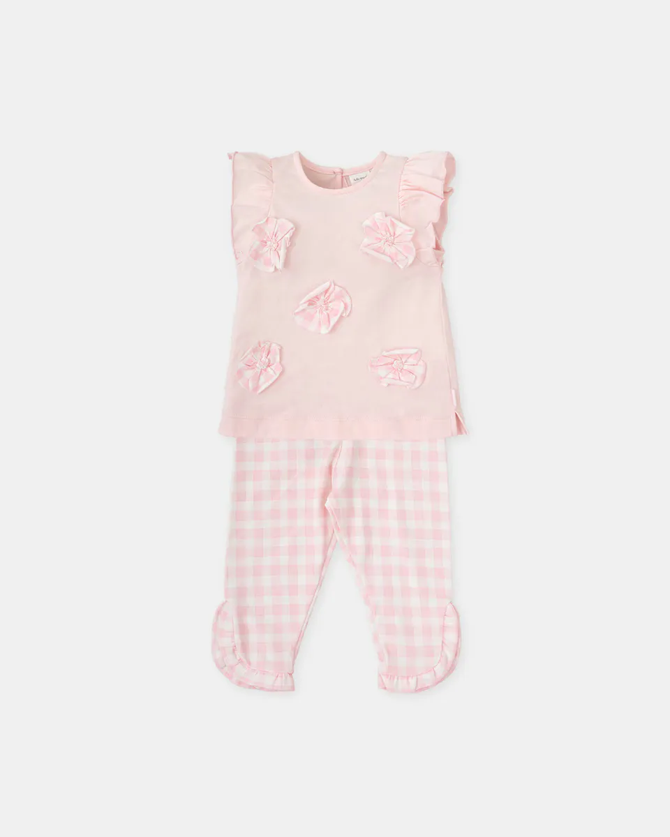 Комплект для девочки из розовой футболки с цветочным принтом и леггинсов в клетку Tutto Piccolo, розовый
Комплект для девочки из розовой футболки с цветочным принтом и леггинсов в клетку Tutto Piccolo, розовый