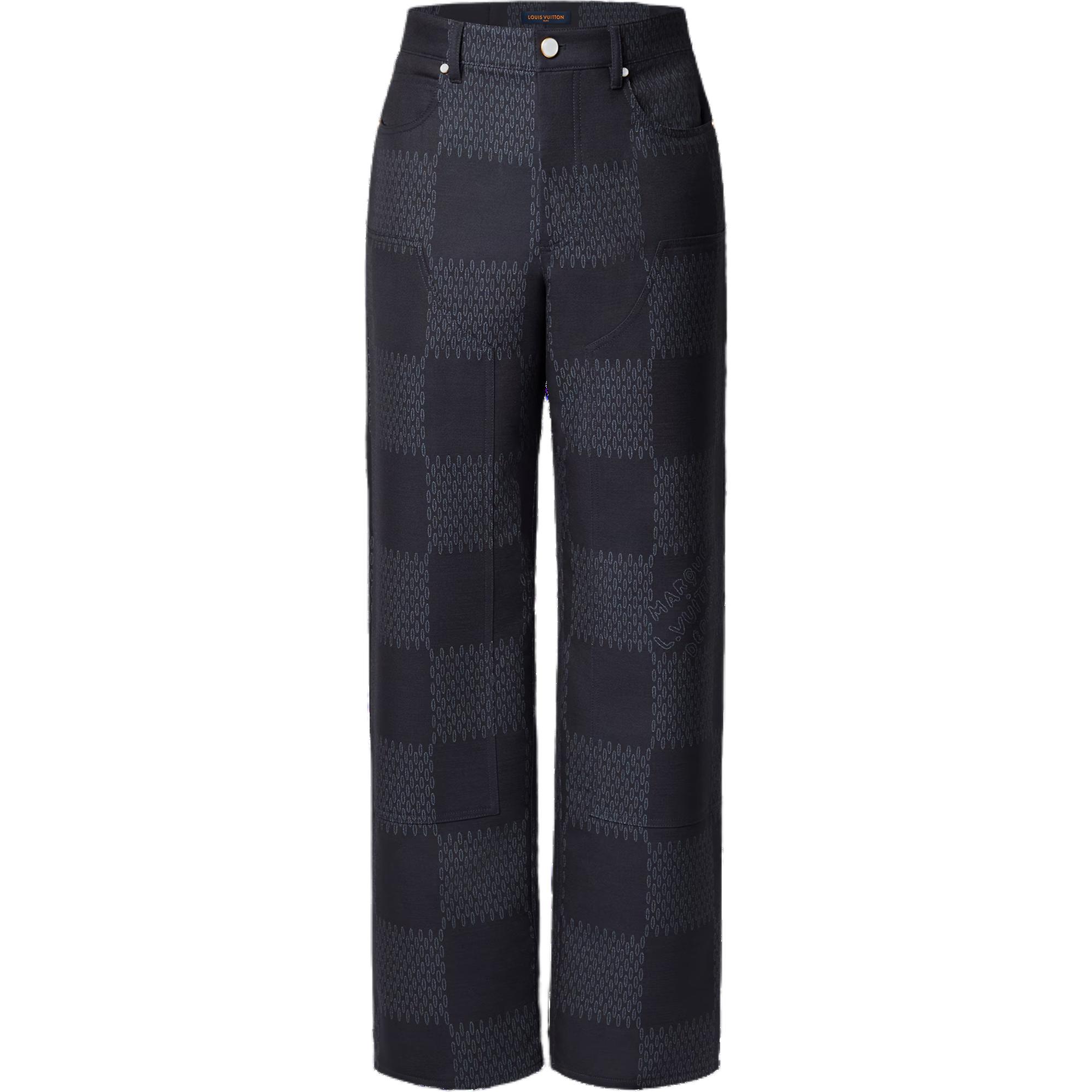 Брюки из шерсти Lv Damier Jacquard LOUIS VUITTON, серые 
Брюки из шерсти Lv Damier Jacquard LOUIS VUITTON, серые