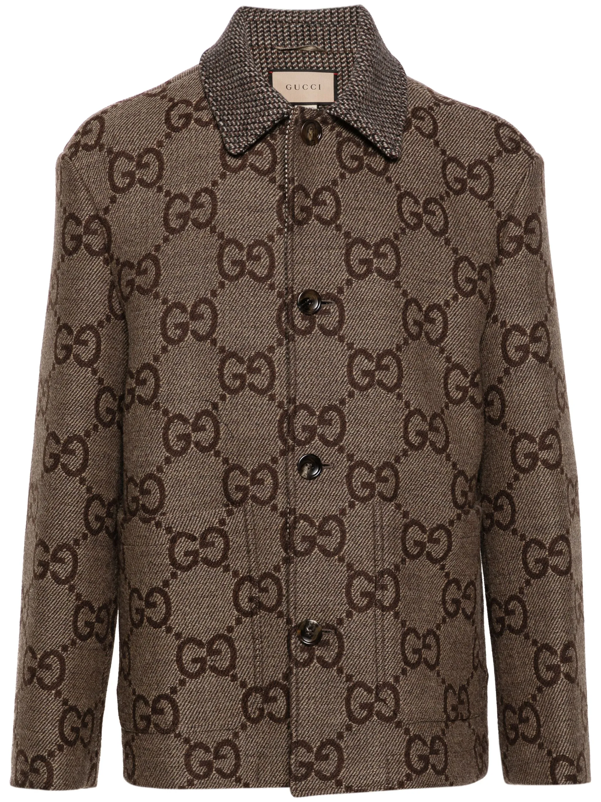 Жаккардовый пиджак с узором Maxi GG Gucci, коричневый
Жаккардовый пиджак с узором Maxi GG Gucci, коричневый