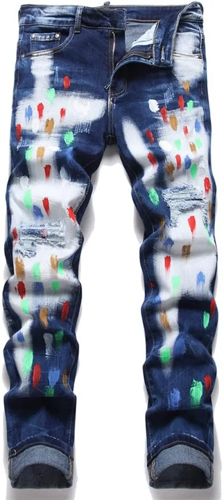 Мужские джинсы Punk Slim Fit с потертостями и краской SIDUFHAOPKLL
Мужские джинсы Punk Slim Fit с потертостями и краской SIDUFHAOPKLL