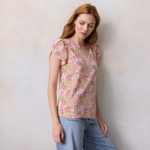 Женская футболка с рукавами-тюльпанами и V-образным вырезом Lc Lauren Conrad, мультиколор
Женская футболка с рукавами-тюльпанами и V-образным вырезом Lc Lauren Conrad, мультиколор