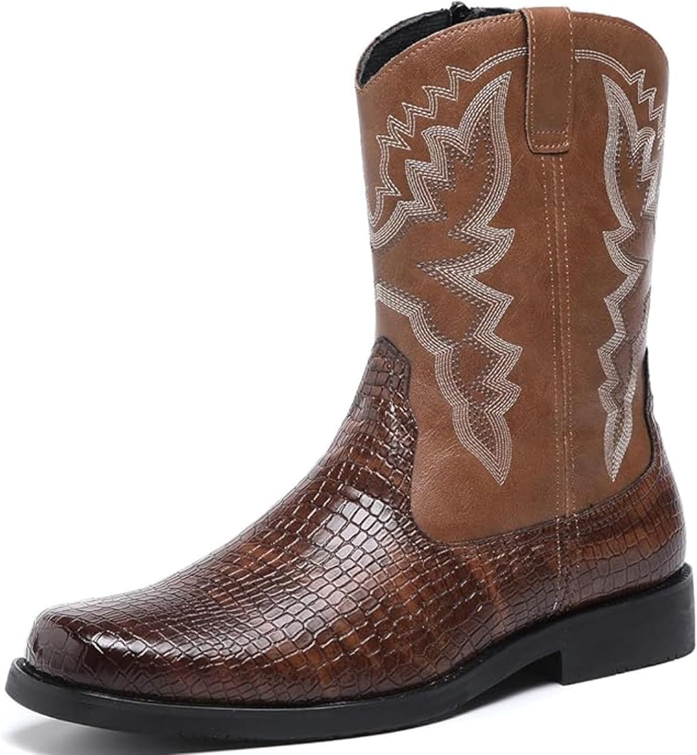 Мужские классические ковбойские сапоги Crocodile Western с боковой молнией, средней длины, серебряной строчкой, квадратным носком, из кожи Xinduoyu
Мужские классические ковбойские сапоги Crocodile Western с боковой молнией, средней длины, серебряной строчкой, квадратным носком, из кожи Xinduoyu