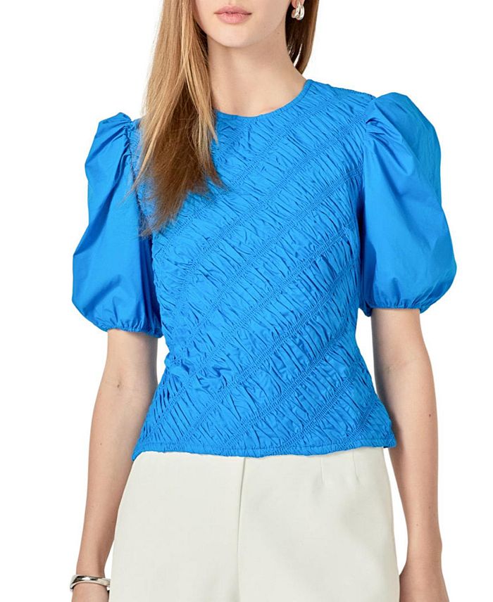 Женский асимметричный топ со сборками English Factory, синий
Женский асимметричный топ со сборками English Factory, синий