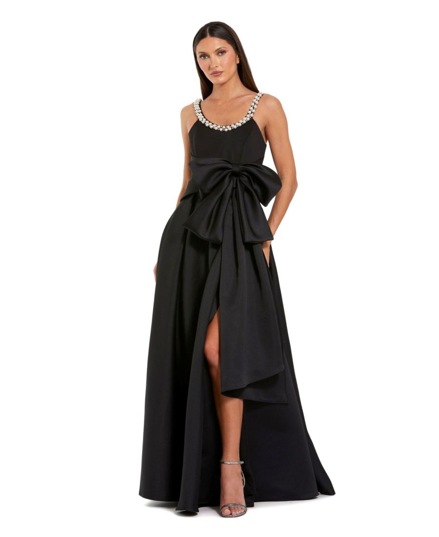 Женское атласное платье с жемчужной отделкой на вырезе и бантом Mac Duggal, Black
Женское атласное платье с жемчужной отделкой на вырезе и бантом Mac Duggal, Black