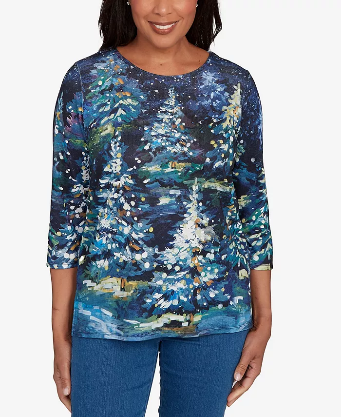 Женский классический топ с круглым вырезом «Звездная ночь» и принтом «Рождественская елка» Alfred Dunner, синий
Женский классический топ с круглым вырезом «Звездная ночь» и принтом «Рождественская елка» Alfred Dunner, синий