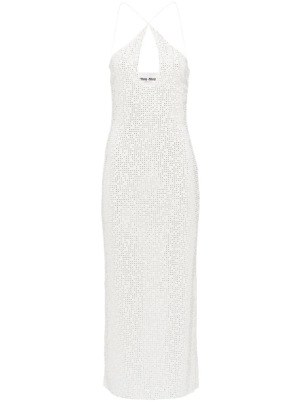 Платье с пайетками и вырезом халтер MIU MIU, белый
Платье с пайетками и вырезом халтер MIU MIU, белый