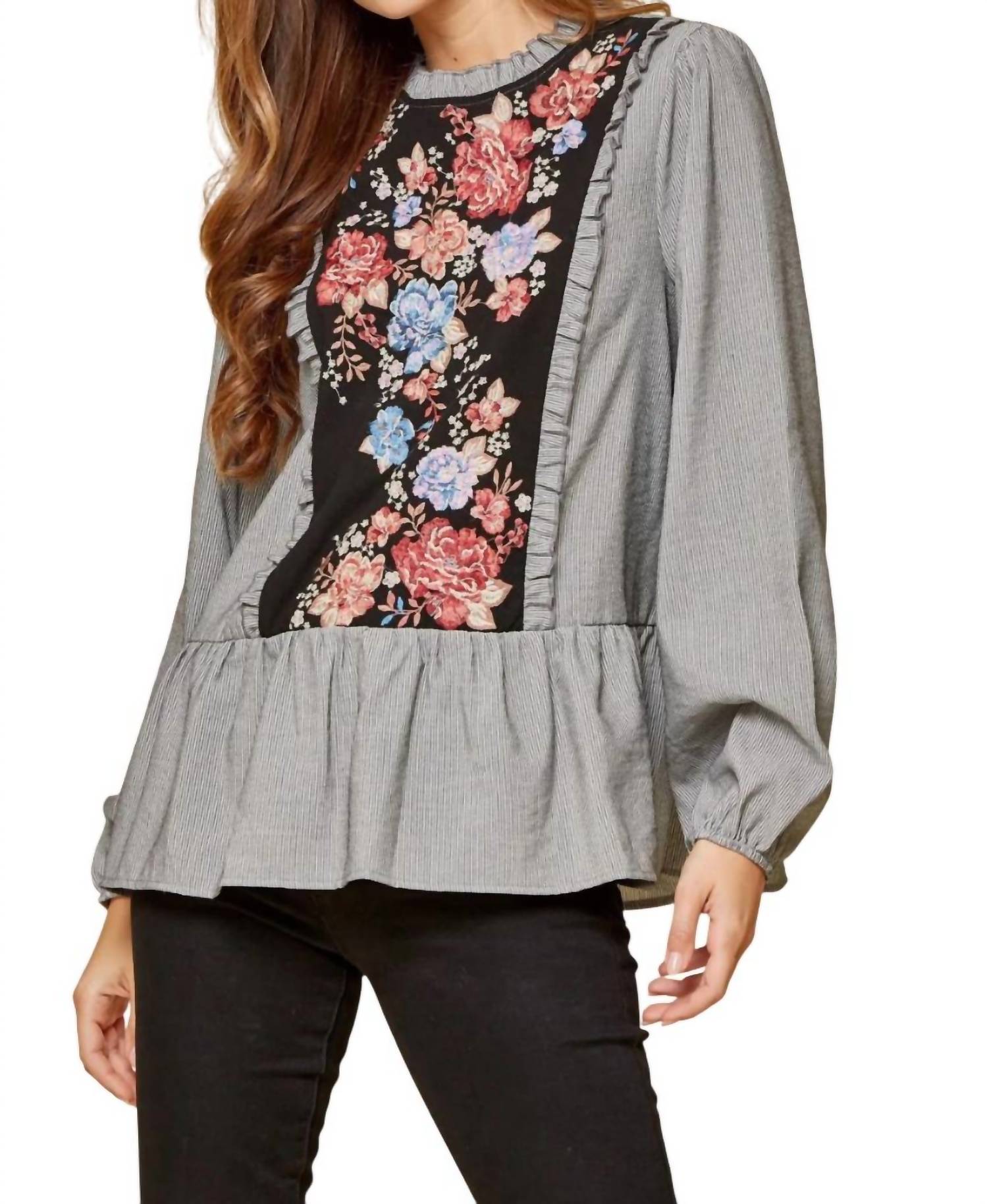 Блузка в полоску с вышивкой серого цвета ANDREE BY UNIT
Блузка в полоску с вышивкой серого цвета ANDREE BY UNIT