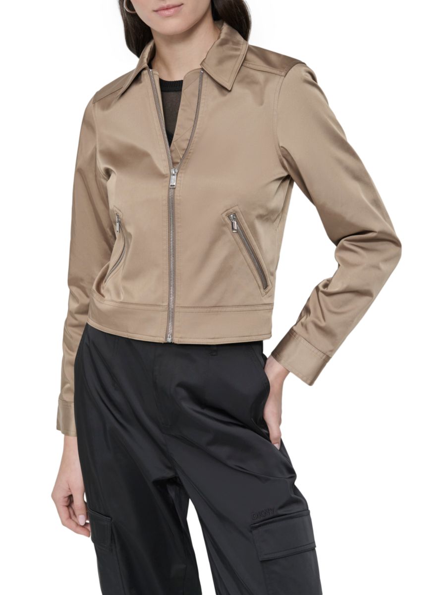 Куртка дальнобойщика с заостренным воротником DKNY, серо-коричневый
Куртка дальнобойщика с заостренным воротником DKNY, серо-коричневый