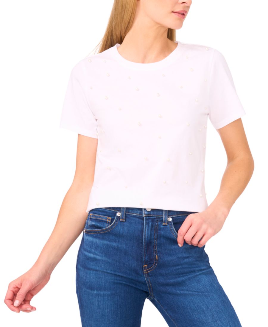 Женская хлопковая футболка с вышивкой CeCe, New Ivory
Женская хлопковая футболка с вышивкой CeCe, New Ivory