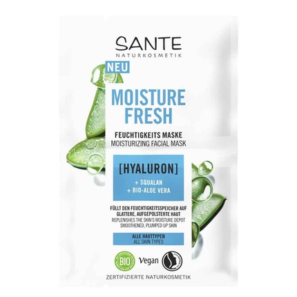 Увлажняющая маска Moisture Fresh с гиалуроном и скваланом Sante Naturkosmetik 
Увлажняющая маска Moisture Fresh с гиалуроном и скваланом Sante Naturkosmetik
