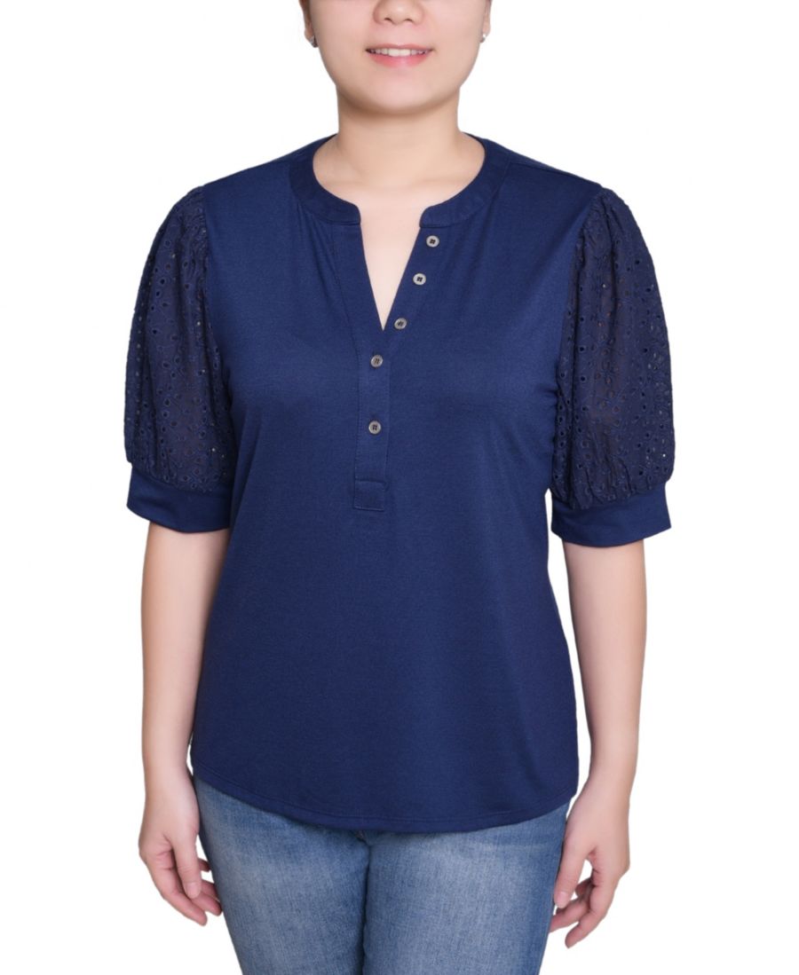 Топ с короткими рукавами-лодочками NY Collection, Navy
Топ с короткими рукавами-лодочками NY Collection, Navy