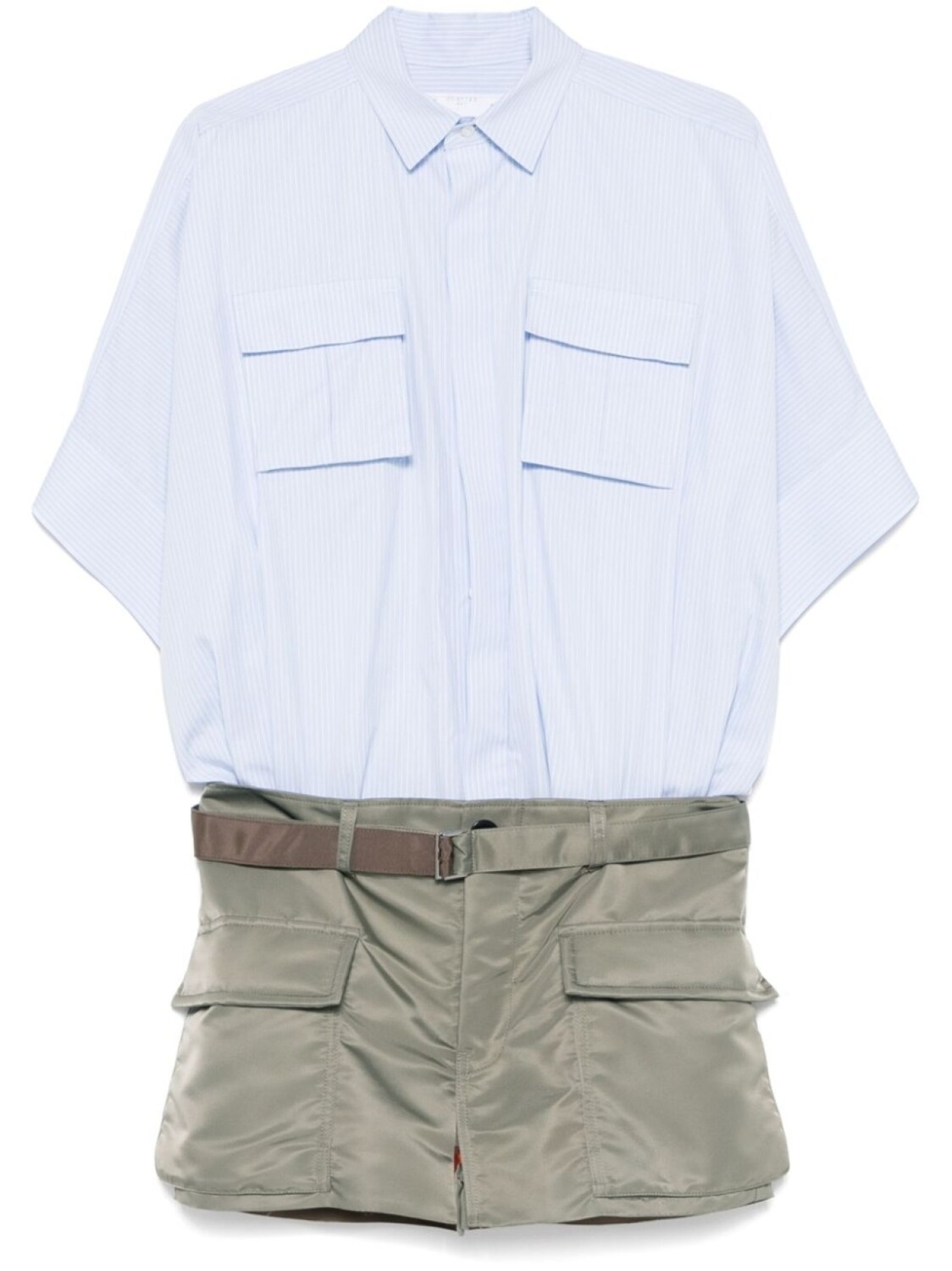 Sacai платье-рубашка мини со вставками, синий
Sacai платье-рубашка мини со вставками, синий