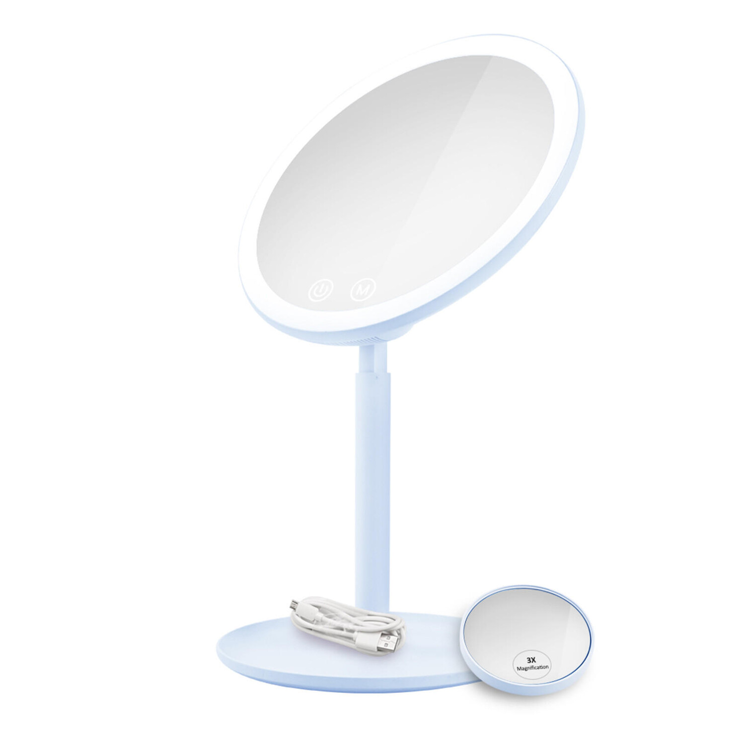 Косметическое зеркало с подсветкой и съемной присоской светло-голубое φ20 см Emke, синий
Косметическое зеркало с подсветкой и съемной присоской светло-голубое φ20 см Emke, синий