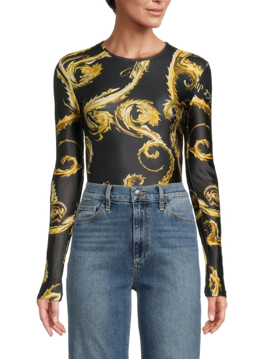 Боди с длинными рукавами и принтом Барокко Versace Jeans Couture, цвет Black Gold
Боди с длинными рукавами и принтом Барокко Versace Jeans Couture, цвет Black Gold