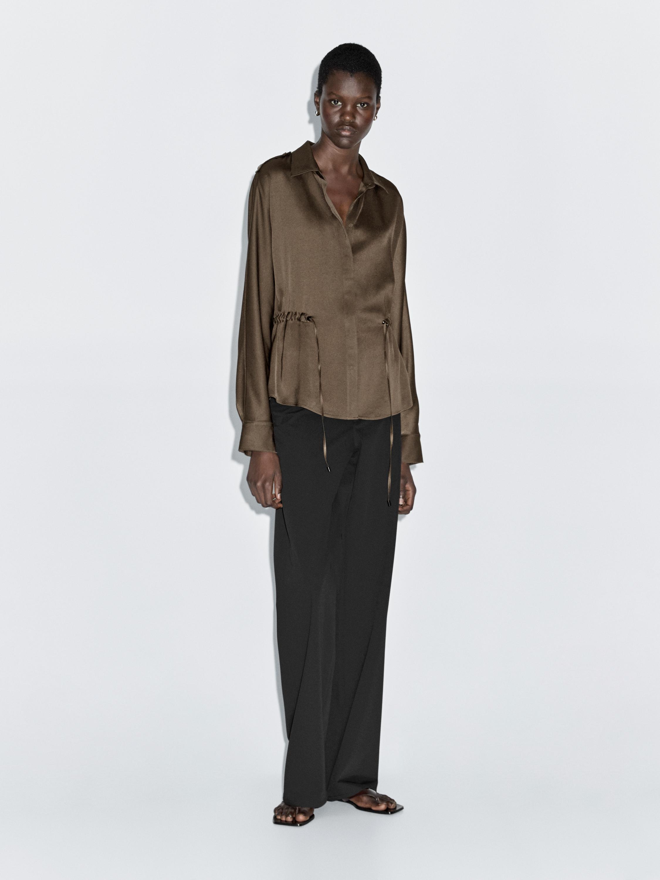 Струящаяся рубашка с деталью на талии Massimo Dutti, коричневый
Струящаяся рубашка с деталью на талии Massimo Dutti, коричневый