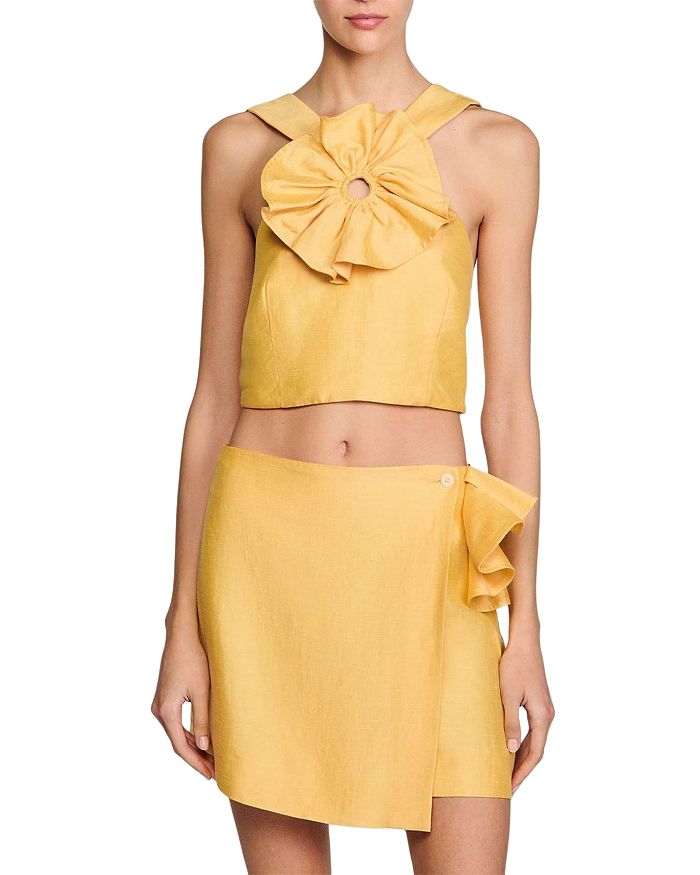 Короткий топ с рюшами Sandro, слоновая кость/кремовый
Короткий топ с рюшами Sandro, слоновая кость/кремовый