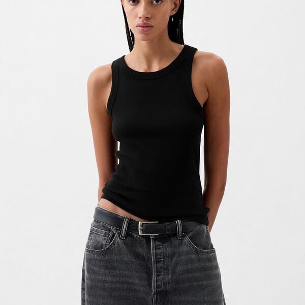 Ребристый топ с халтер-воротником Gap, черный
Ребристый топ с халтер-воротником Gap, черный