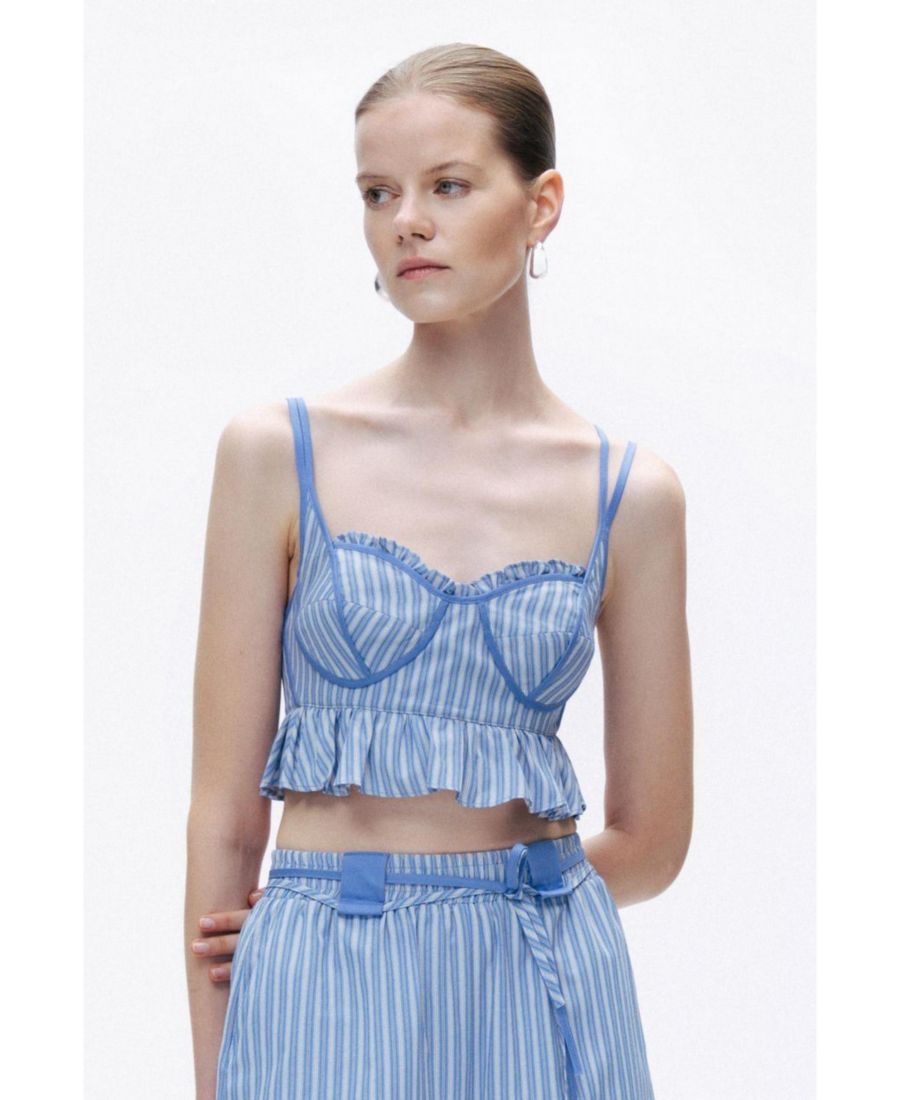 Женский укороченный топ с оборками NOCTURNE, Blue
Женский укороченный топ с оборками NOCTURNE, Blue