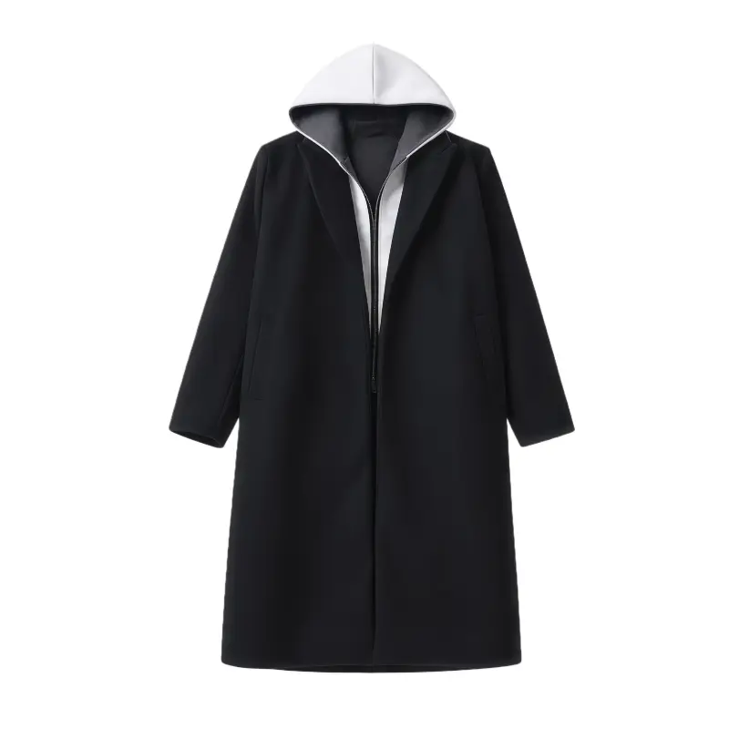 X1617 Пальто Unisex Black с капюшоном, умеренно прямое
X1617 Пальто Unisex Black с капюшоном, умеренно прямое