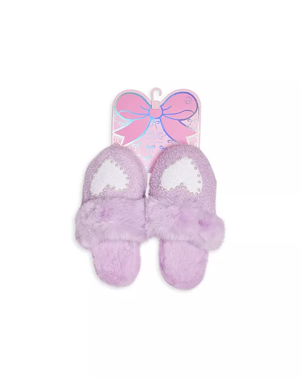 Детские плюшевые тапочки с сердечками, искусственным жемчугом и искусственным мехом. Omg Accessories, фиолетовый
Детские плюшевые тапочки с сердечками, искусственным жемчугом и искусственным мехом. Omg Accessories, фиолетовый