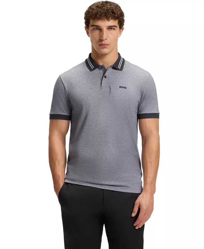 Мужская поло из хлопкового пике с принтом в горошек Hugo Boss, серый
Мужская поло из хлопкового пике с принтом в горошек Hugo Boss, серый