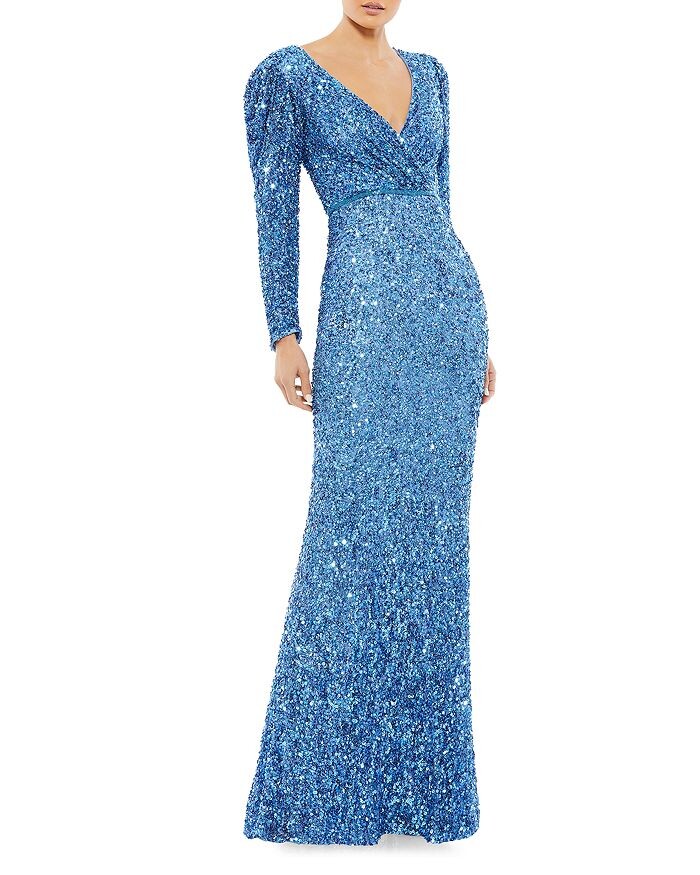 Платье Mac Duggal с искусственным запахом и пайетками, синий
Платье Mac Duggal с искусственным запахом и пайетками, синий