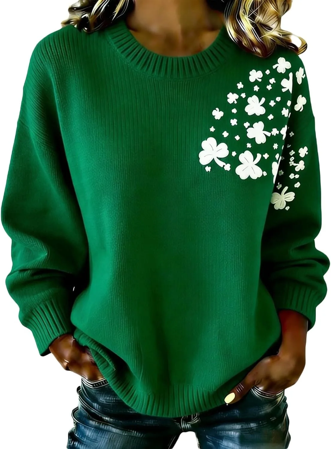 Женский свитшот St Patricks Day с принтом клевера
Женский свитшот St Patricks Day с принтом клевера