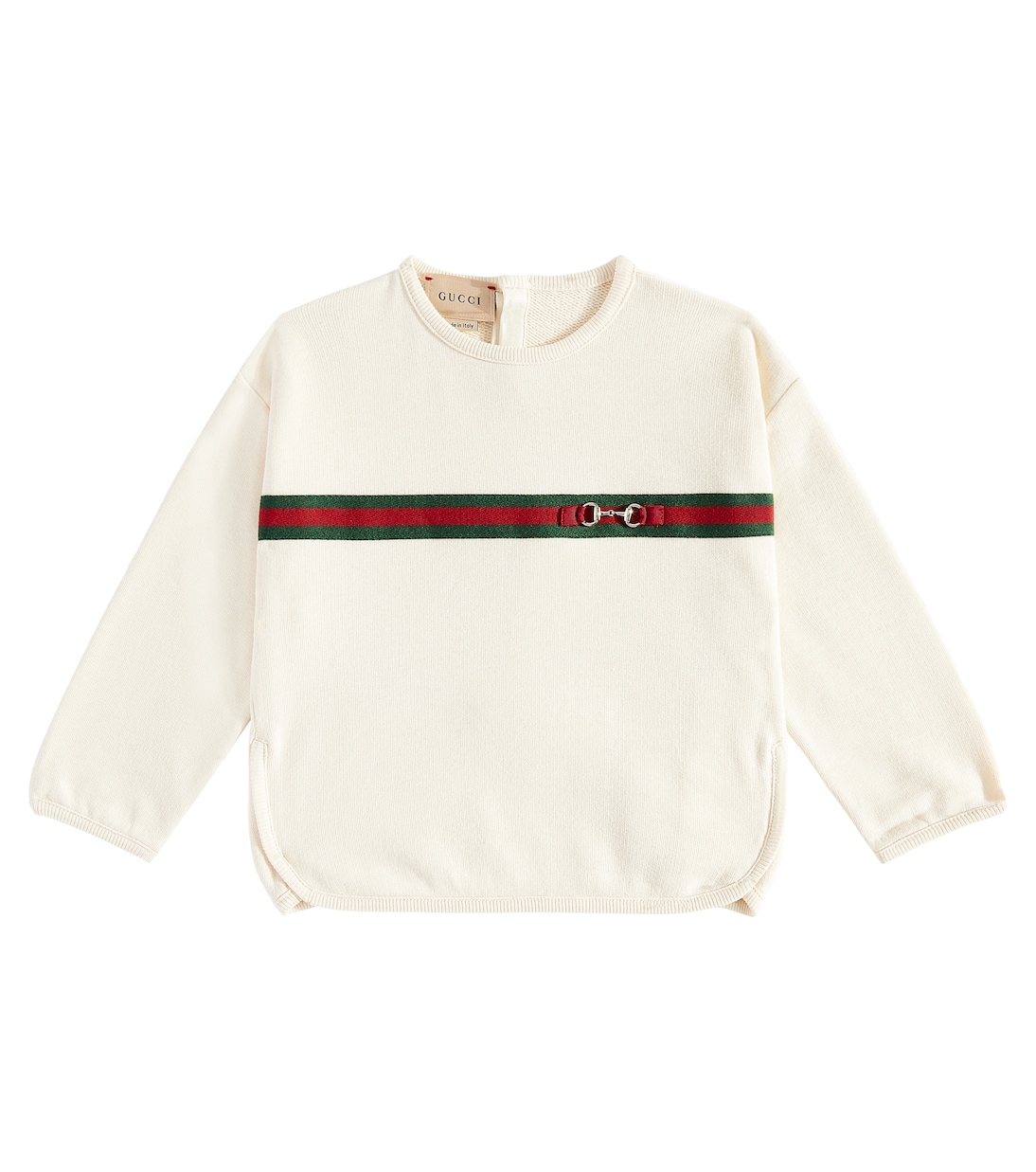Свитшот из хлопкового джерси с деталью в виде конского удила Gucci Kids, White/Mix
Свитшот из хлопкового джерси с деталью в виде конского удила Gucci Kids, White/Mix